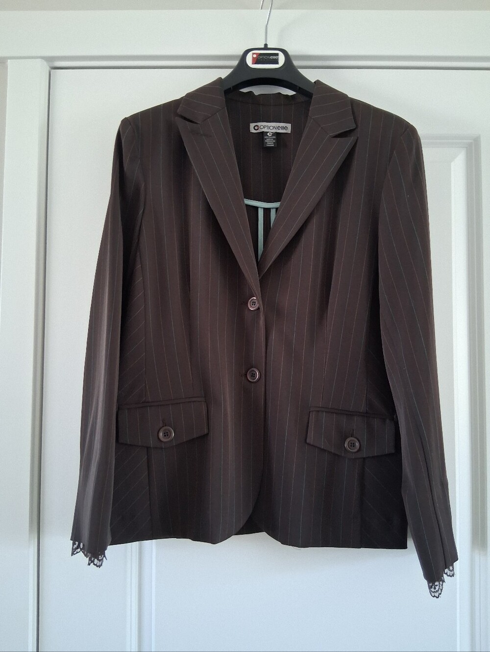 Women's Brown Pinstripe Blazer